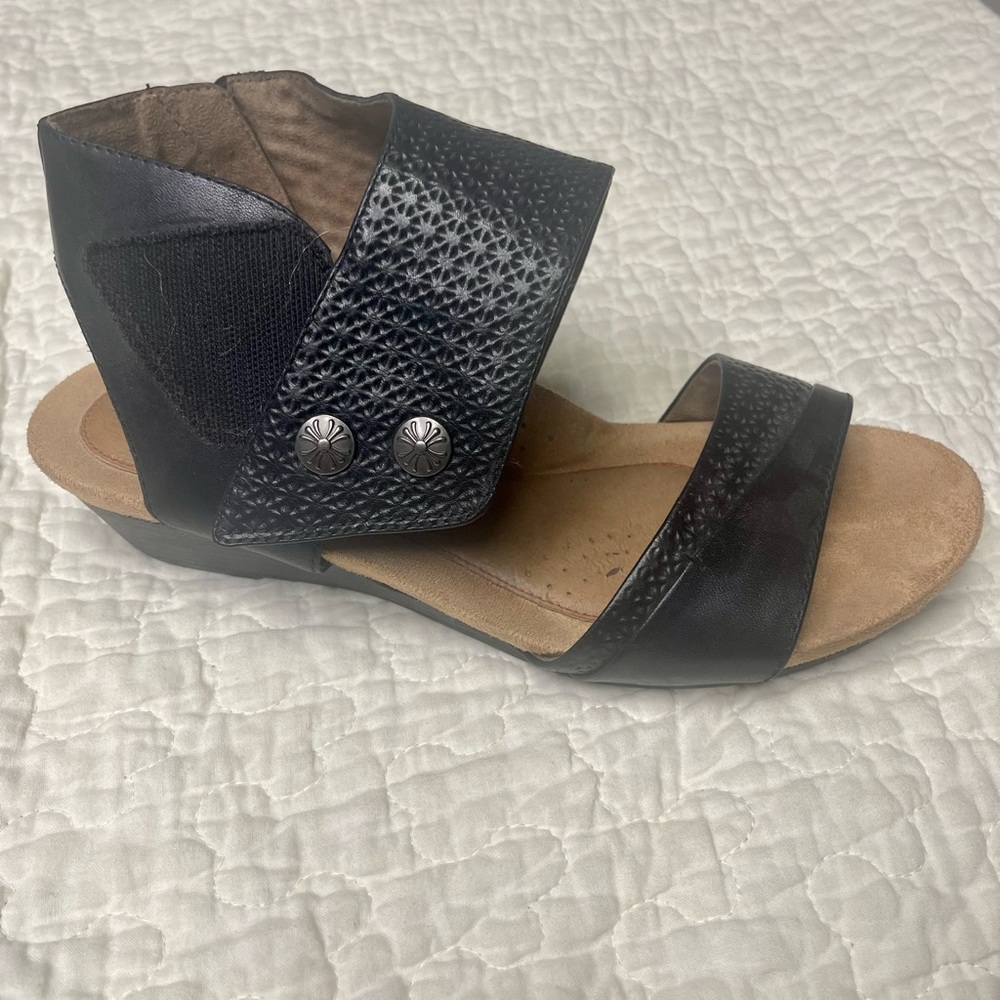 Rock port Cobb Collection Black Wedge Sandal Sz 10